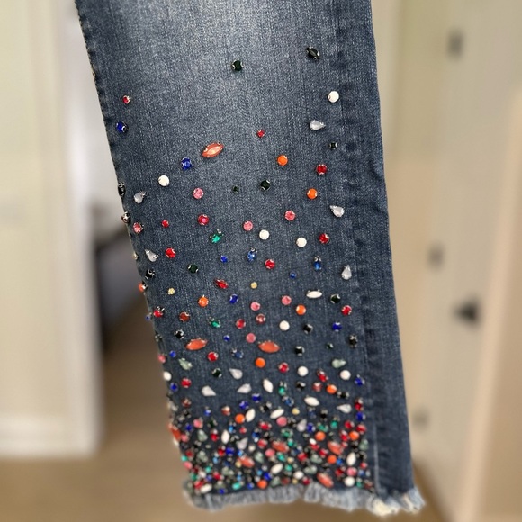 Anthro Pilcro Letterpress Mid-Rise Slim Straight Embellished Crop Jeans - Sz 30 - Picture 9 of 16